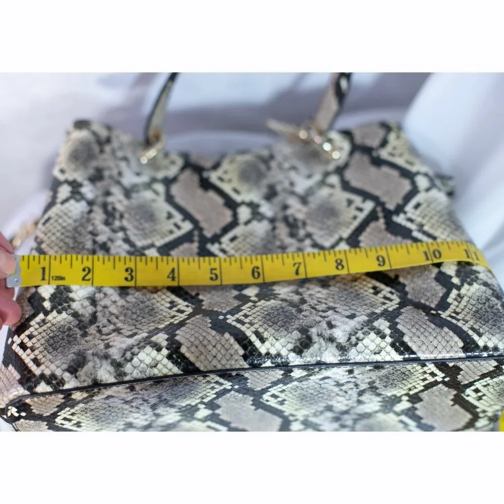Anne Klein Vegan Leather Handbag Satchel Snake Print One Size